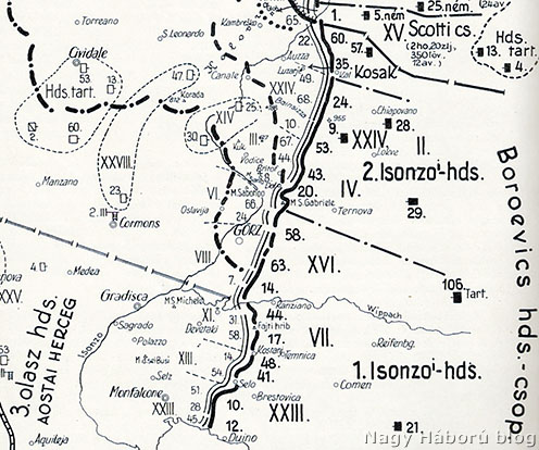 Az Isonzó melletti frontvonal déli szakasza 1917. október 24-én