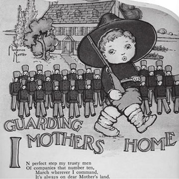 Florence Notter: Soldier Bob guarding Mother’s Land, az egyik legnépszerűbb első világháborús brit hazafias gyerekkönyv, 1915 k.