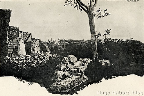 Serényi Jenő rendbetett sírja Marcottiniben, 1918 őszén