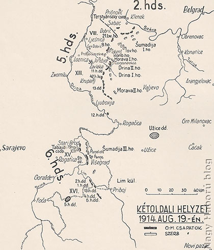 A Szerbiai hadihelyzet 1914. augusztus 19-én a visszavonulást megelőzően