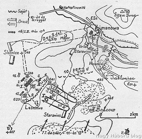 A 16-os honvédek limanovai csatában vívott harcáról készült vázlat