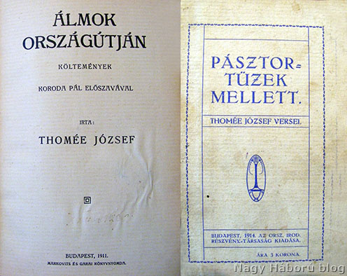 Az Álmok országútján kötet belső lapja, illetve a Pásztortüzek mellett borítója