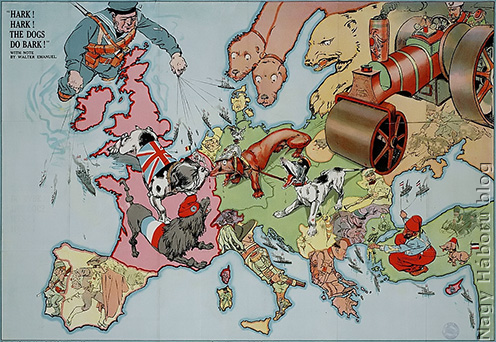 Angol szatirikus térkép 1914-ből