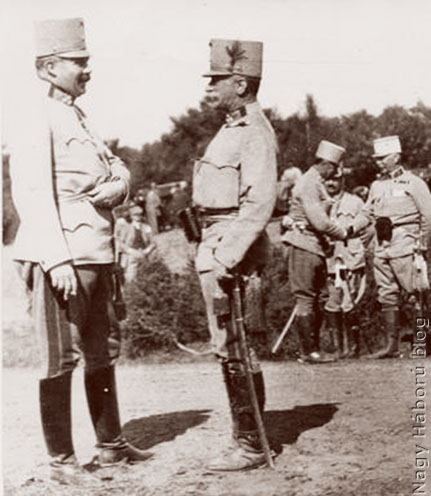 A trónörökös és Conrad von Hötzendorf 1911-ben egy hadgyakorlaton a Duklai-hágónál