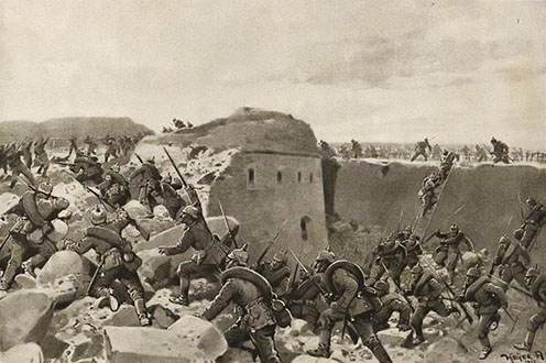 A bajor csapatok sikeres támadása az egyik przemyśli erőd ellen